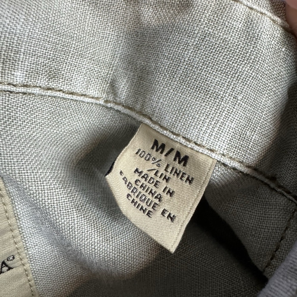 Tommy Bahama Jeans Mens M Light Green 100% Linen Short Sleeve Button Down Shirt - Picture 3 of 8